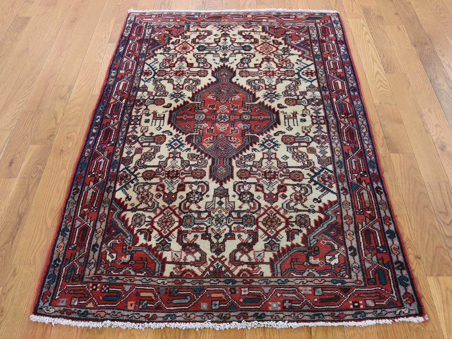 3'4"X5' Pure Wool Semi Antique Persian Hamadan Mint Condition Hand-Knotted Oriental Rug moadba66